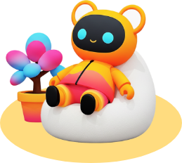 Safe robot character on a cloud